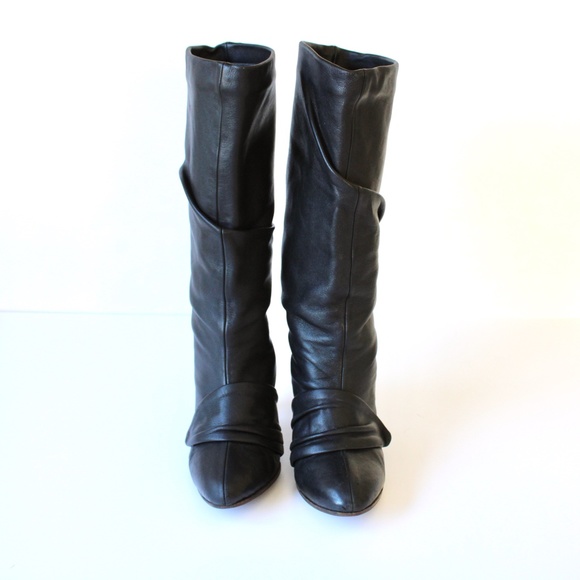 Marion Hanania Paris Lambskin Leather Slouch Boots - Picture 5 of 11